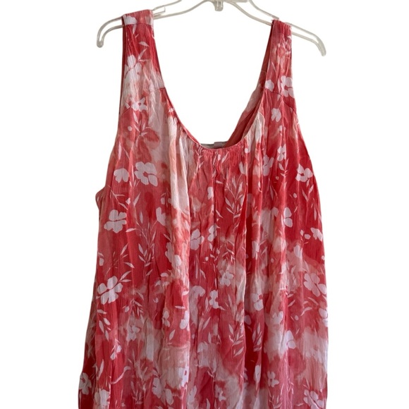 Woman Within Maxi Floral Sun Dress Coral White Sleeveless 3X - Picture 2 of 9